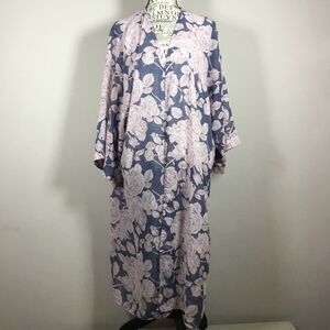 Wallflower floral robe coverup duster feminine floaty fairy grey pink roses XL